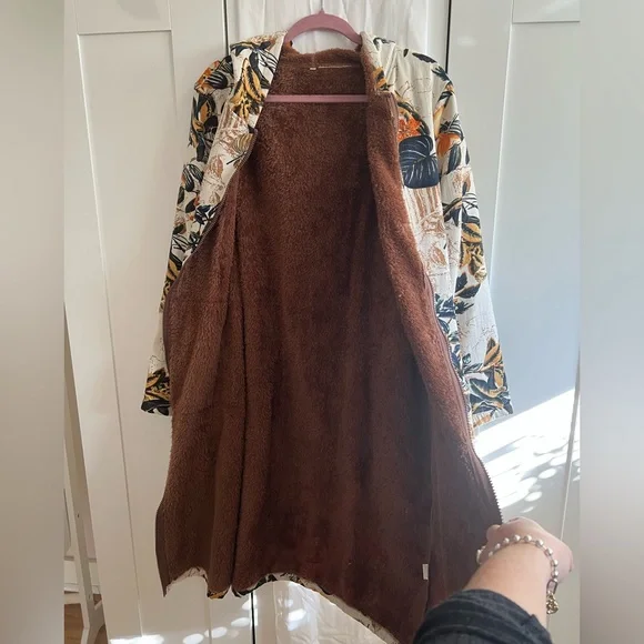 Floral Hooded Women's Coat - Picture 2 of 12